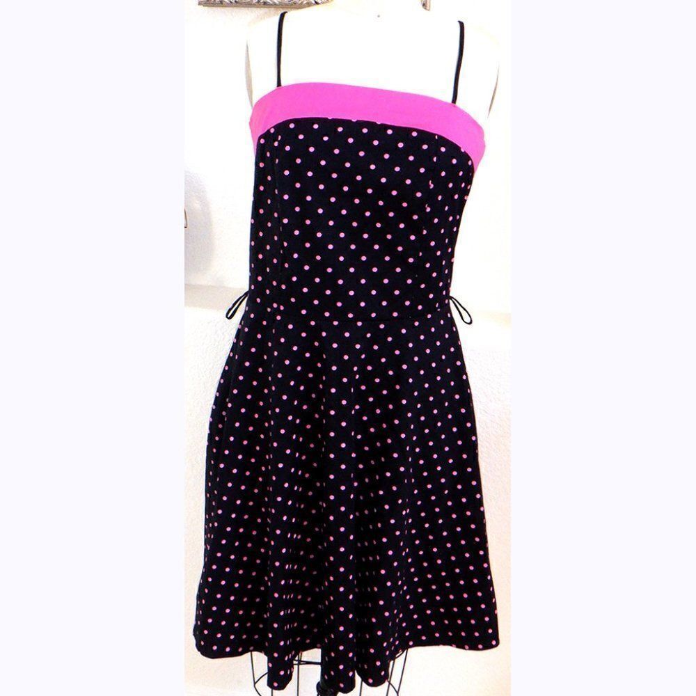 Charming 50's style black/pink polka dot dress